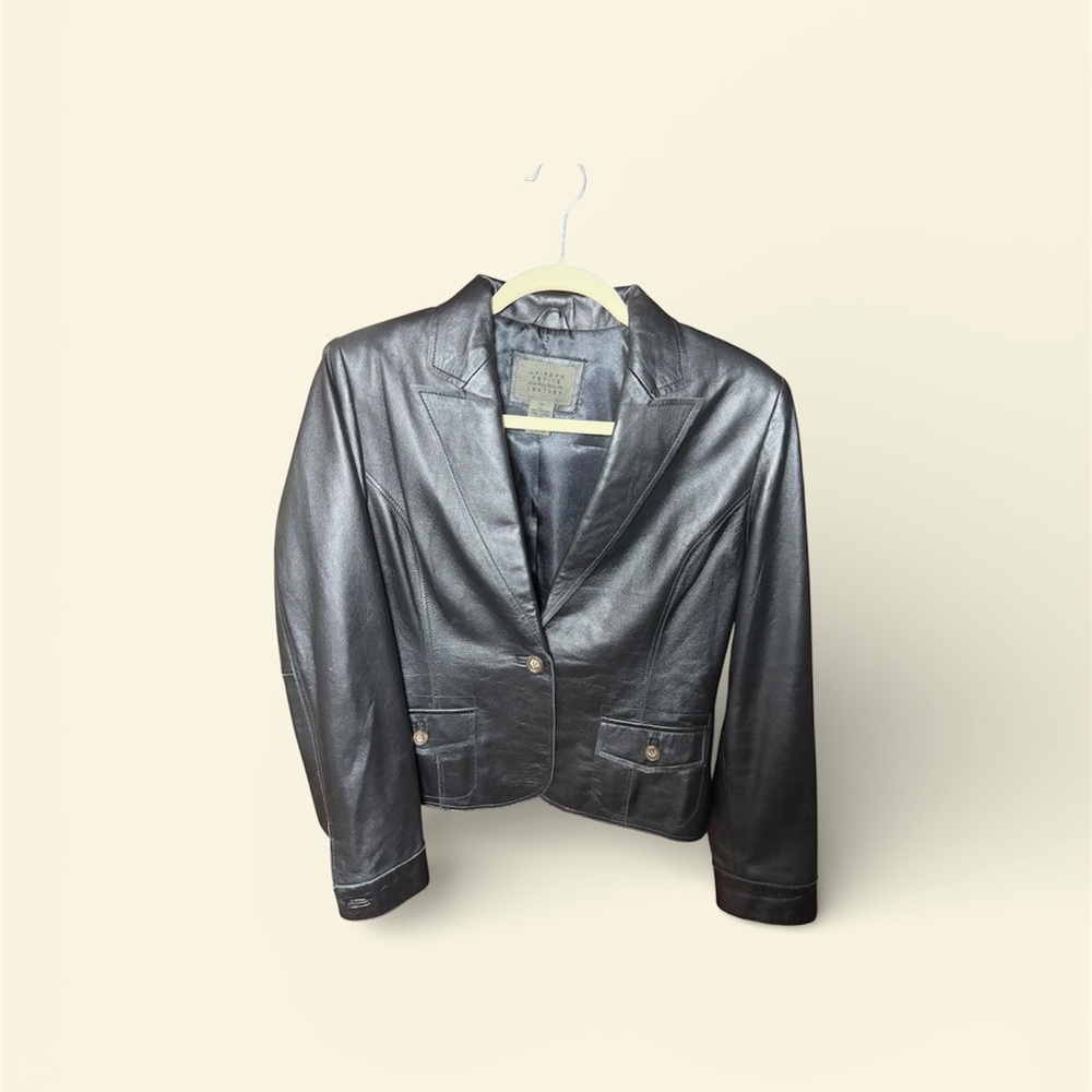 JohnPaulRichard Black lambskin leather Blazer Jacket in size M